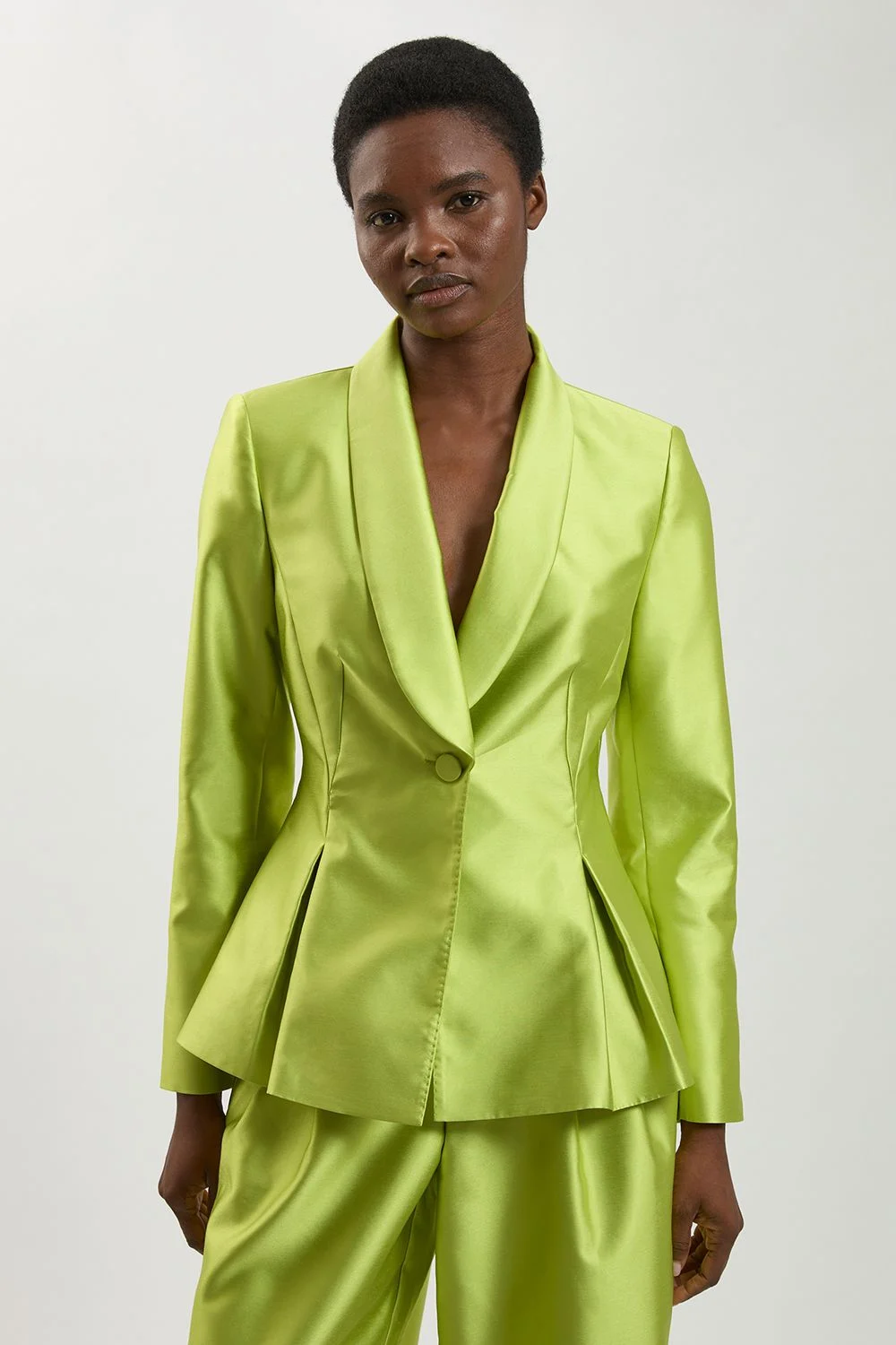 Satin Twill Single Breasted Blazer - 1