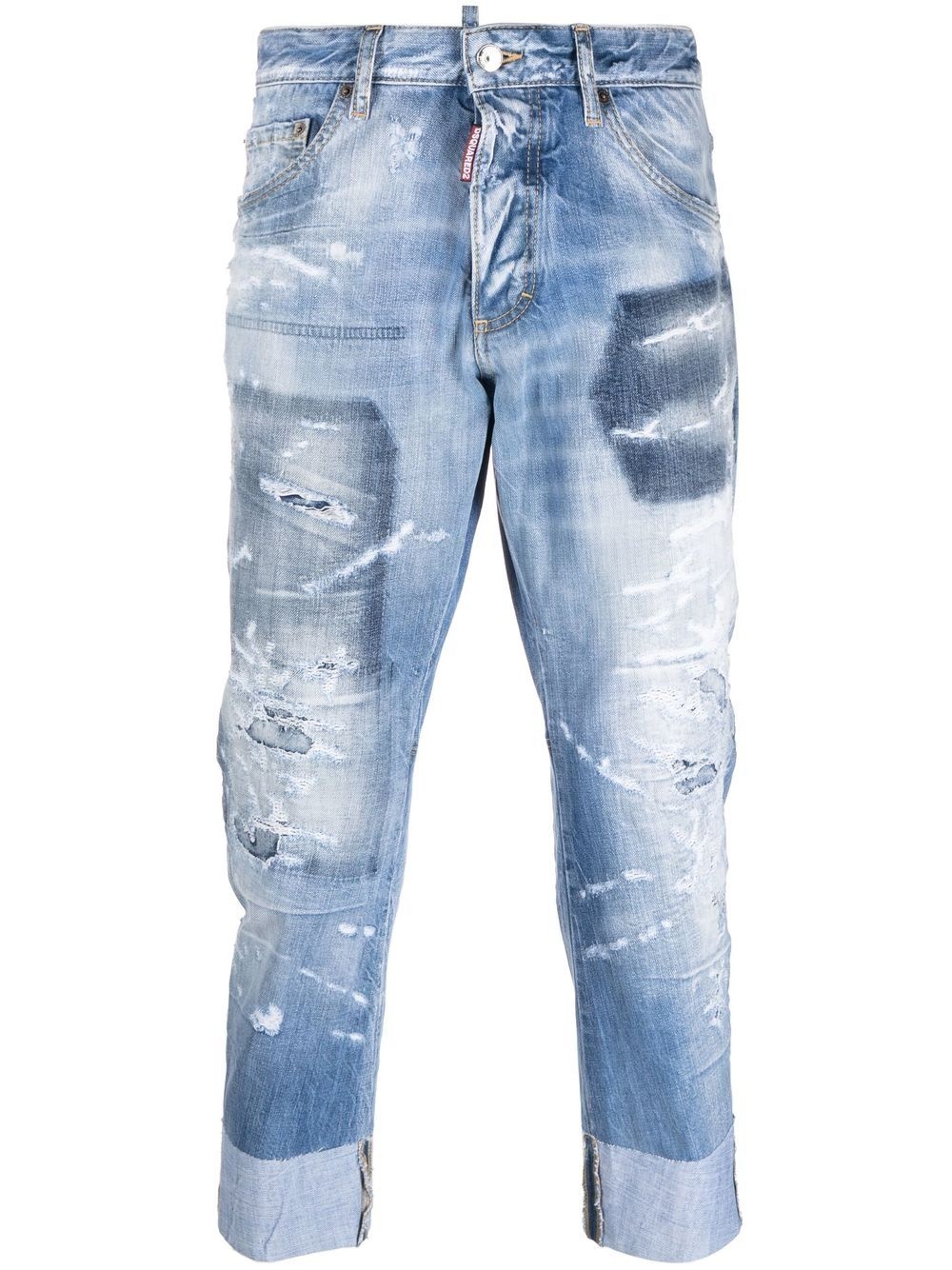 distressed-effect cropped jeans - 1