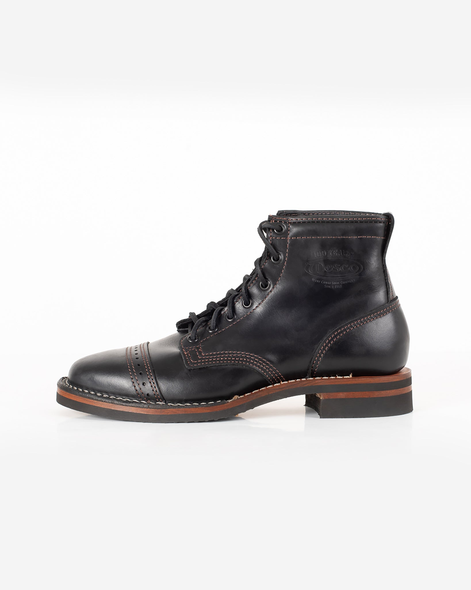 IHWE-GLMN-BLK Iron Heart Int'l x Wesco® - 7" Domain Toe Cap Boot - Black Tie. The "Guildsman" - 5