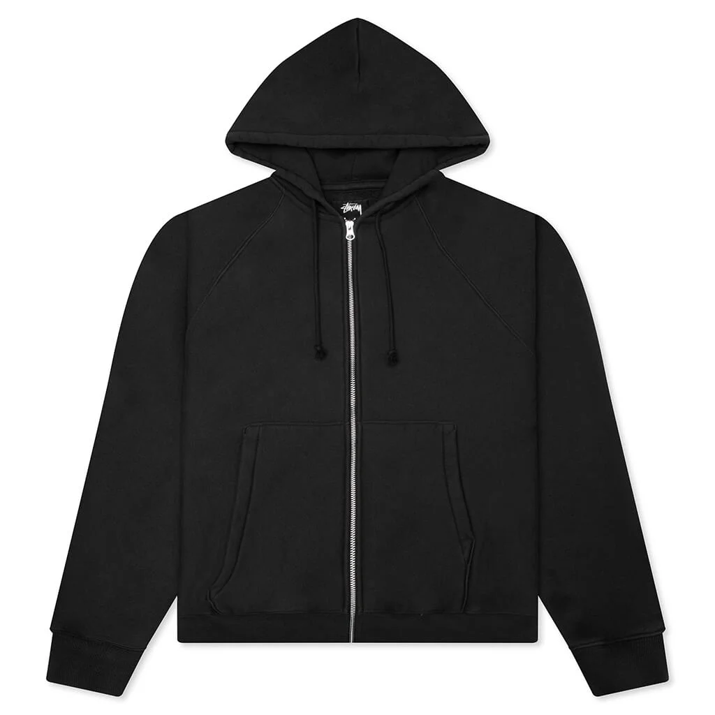 RAGLAN ZIP HOODIE - WASHED BLACK - 1