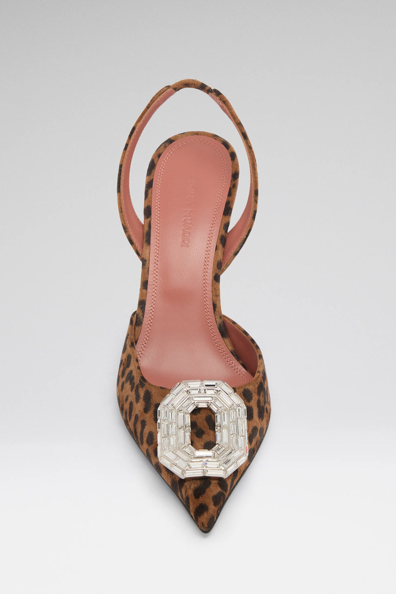 Amina Muaddi CAMELIA SLING 90 LEOPARD PRINTED SUEDE outlook