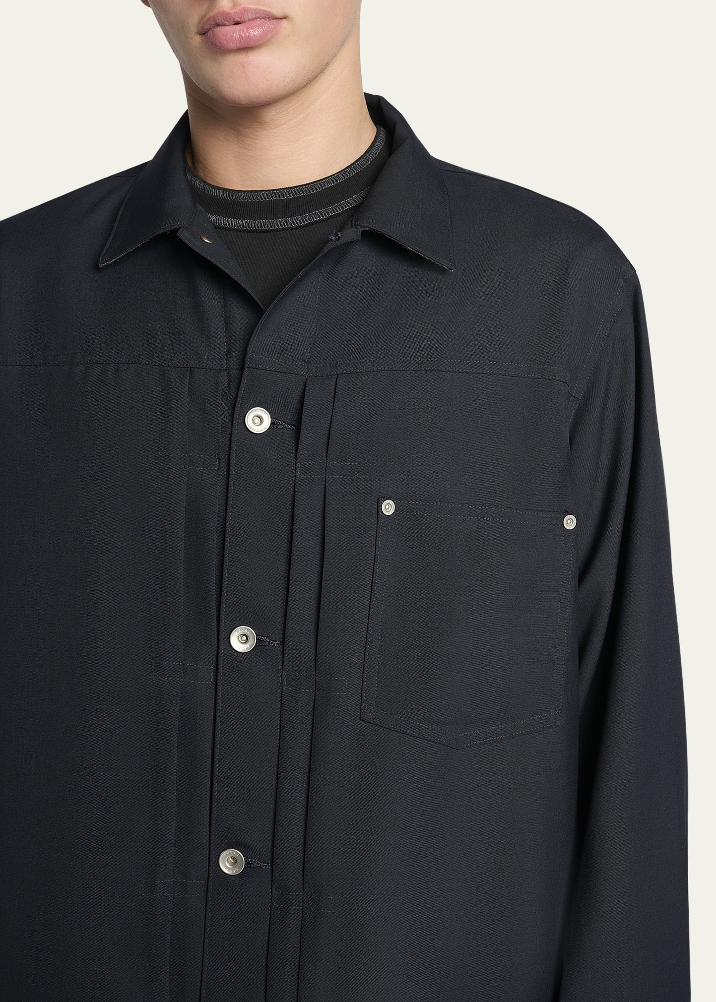 Men's Wool-Blend Suiting Trucker Jacket - 5