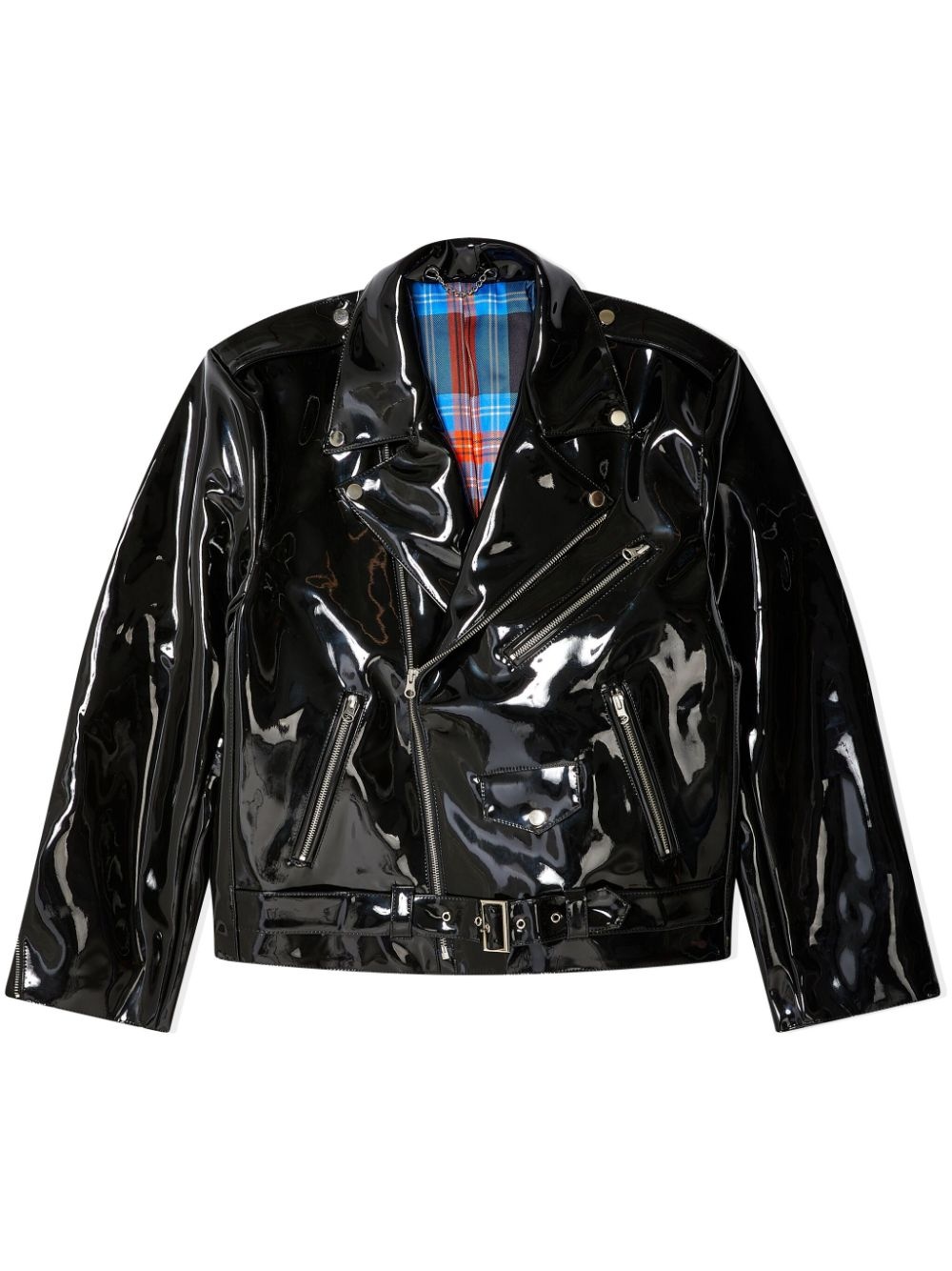patent-finish biker jacket - 1