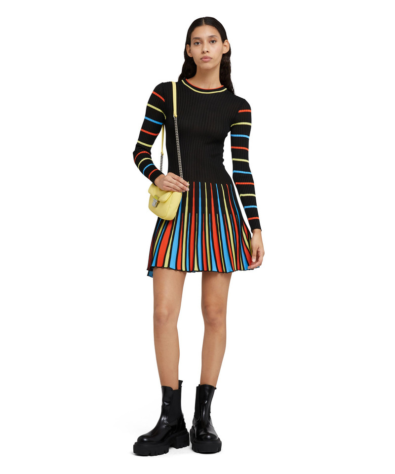 Crewneck shirted viscose mini dress - 1