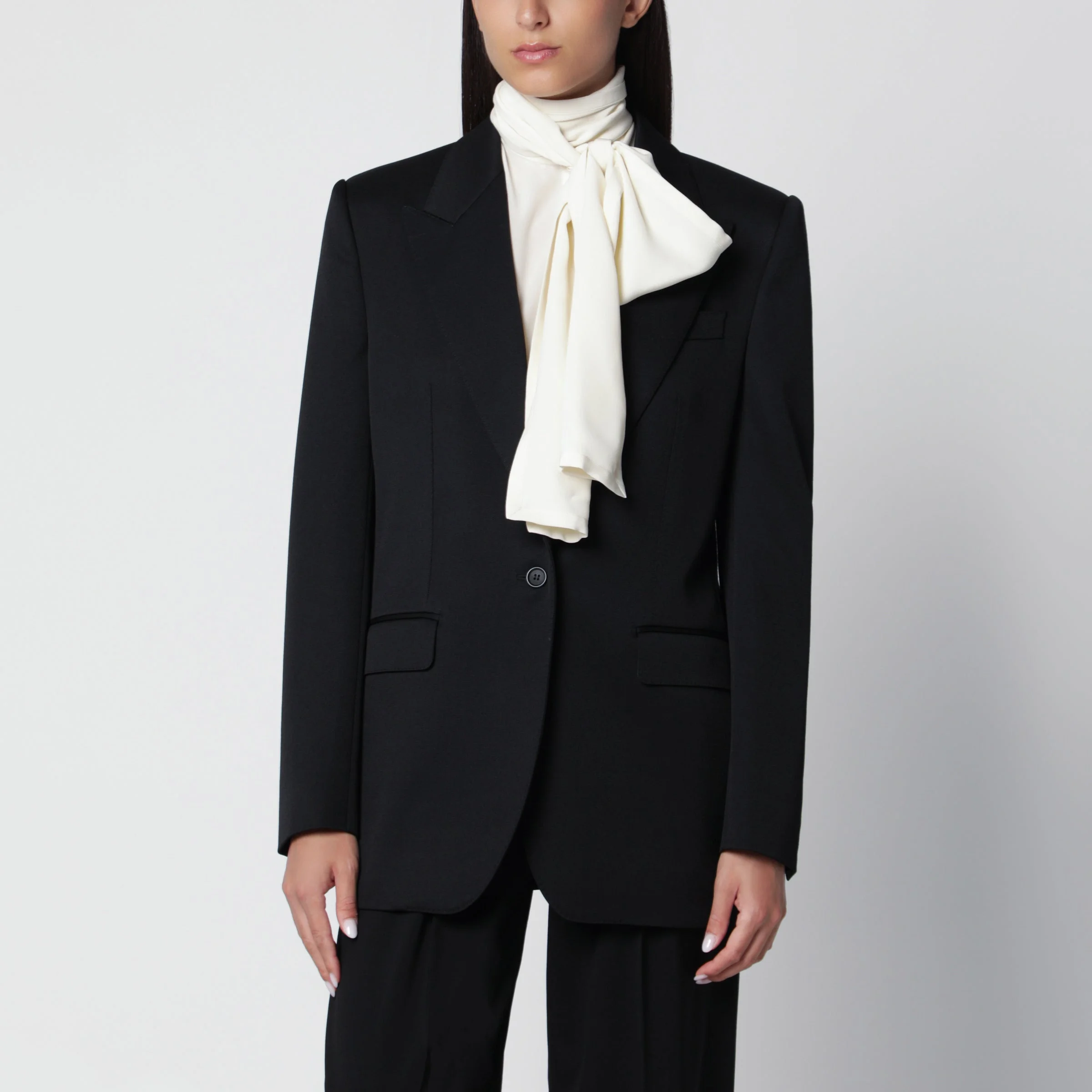 Black single-breasted jacket in wool - 1