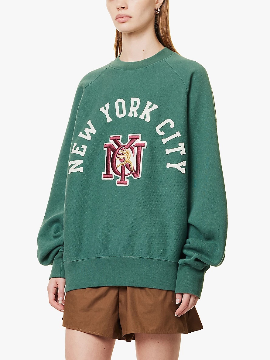 NYC-embroidered relaxed-fit cotton-blend jersey sweatshirt - 3