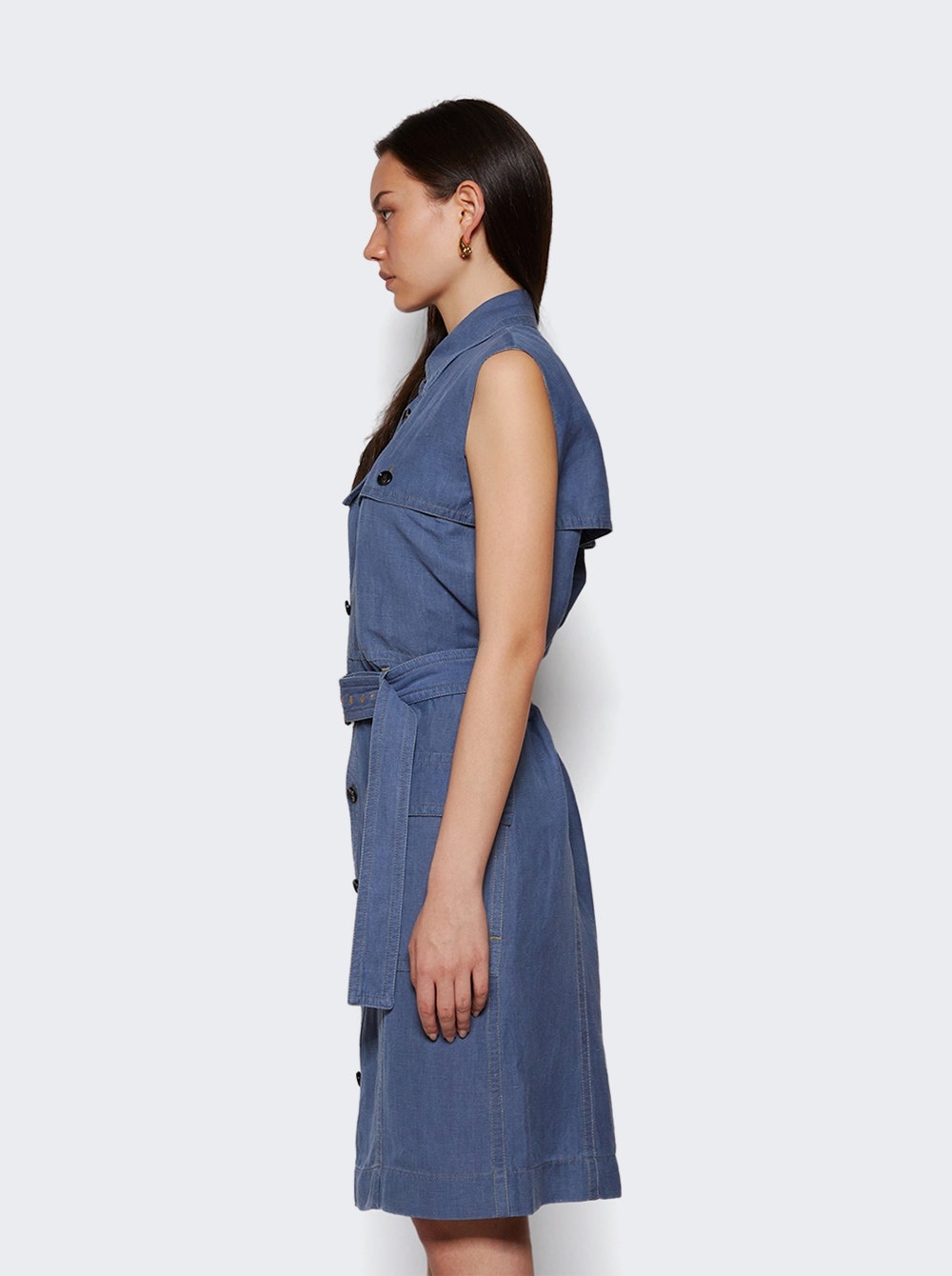 Belted Midi Dress Blue - 3