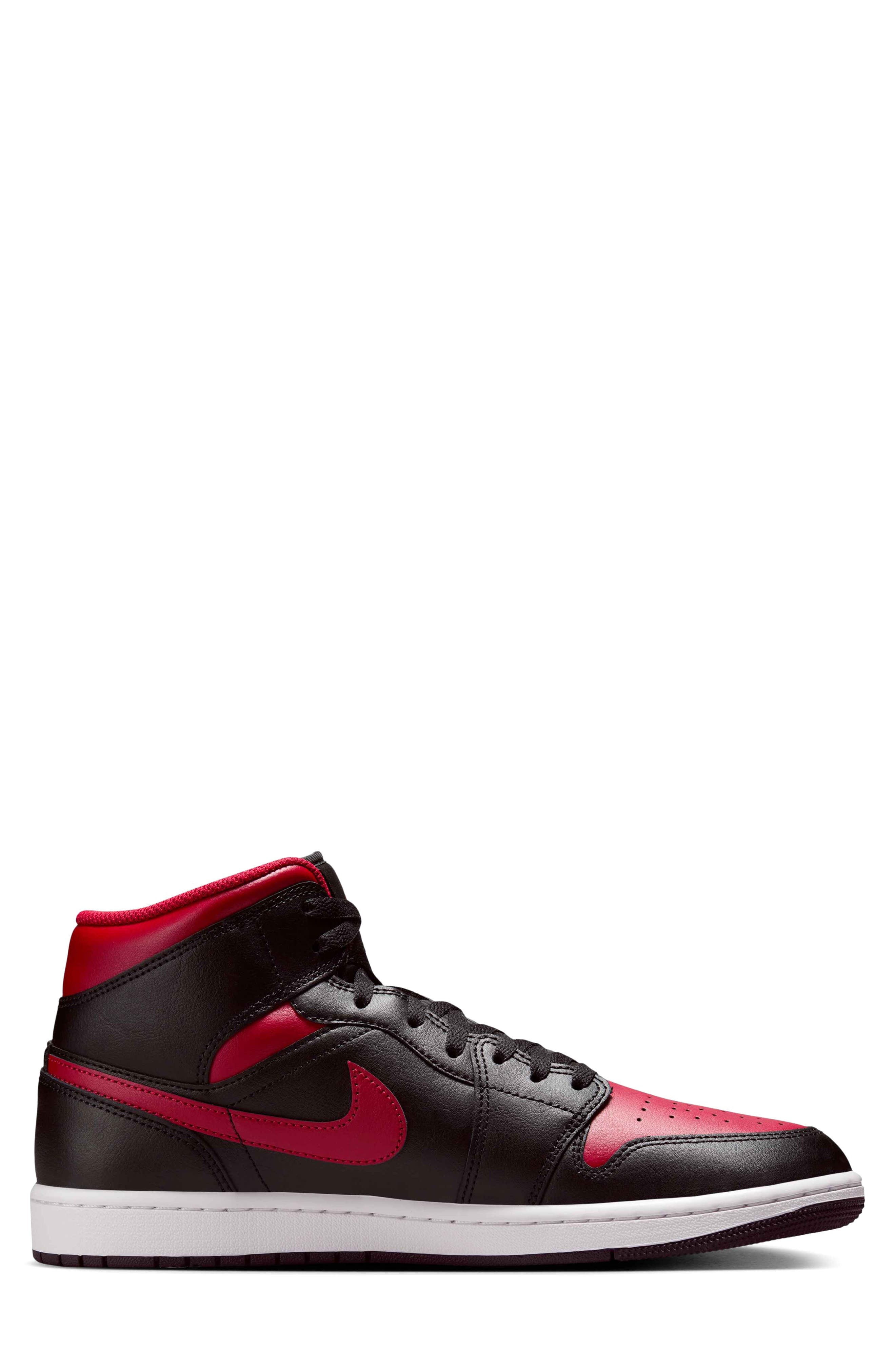 Air Jordan 1 Mid Sneaker in Black/summit White/varsity Red at Nordstrom - 7