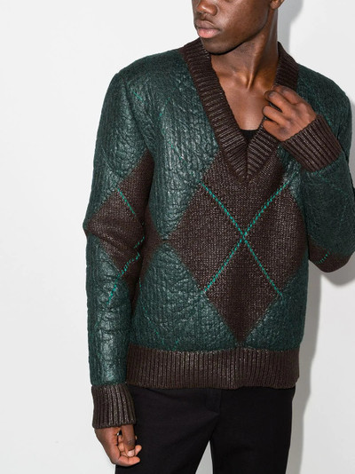 Bottega Veneta coated argyle-knit jumper outlook