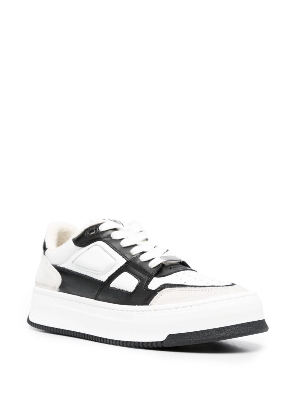 two-tone leather sneakers - 2