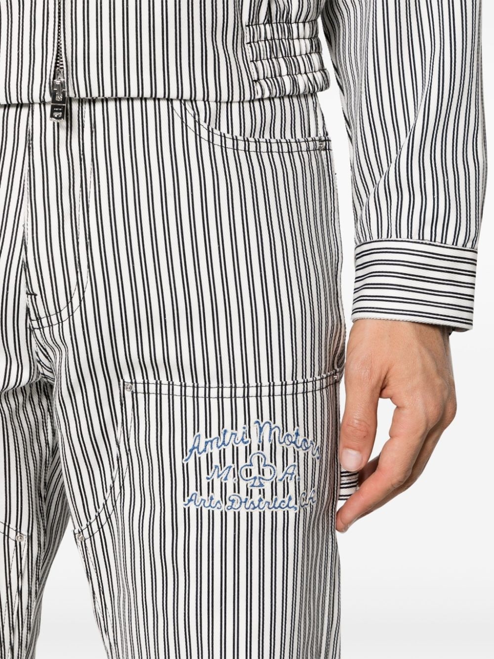 striped cotton carpenter trousers - 5