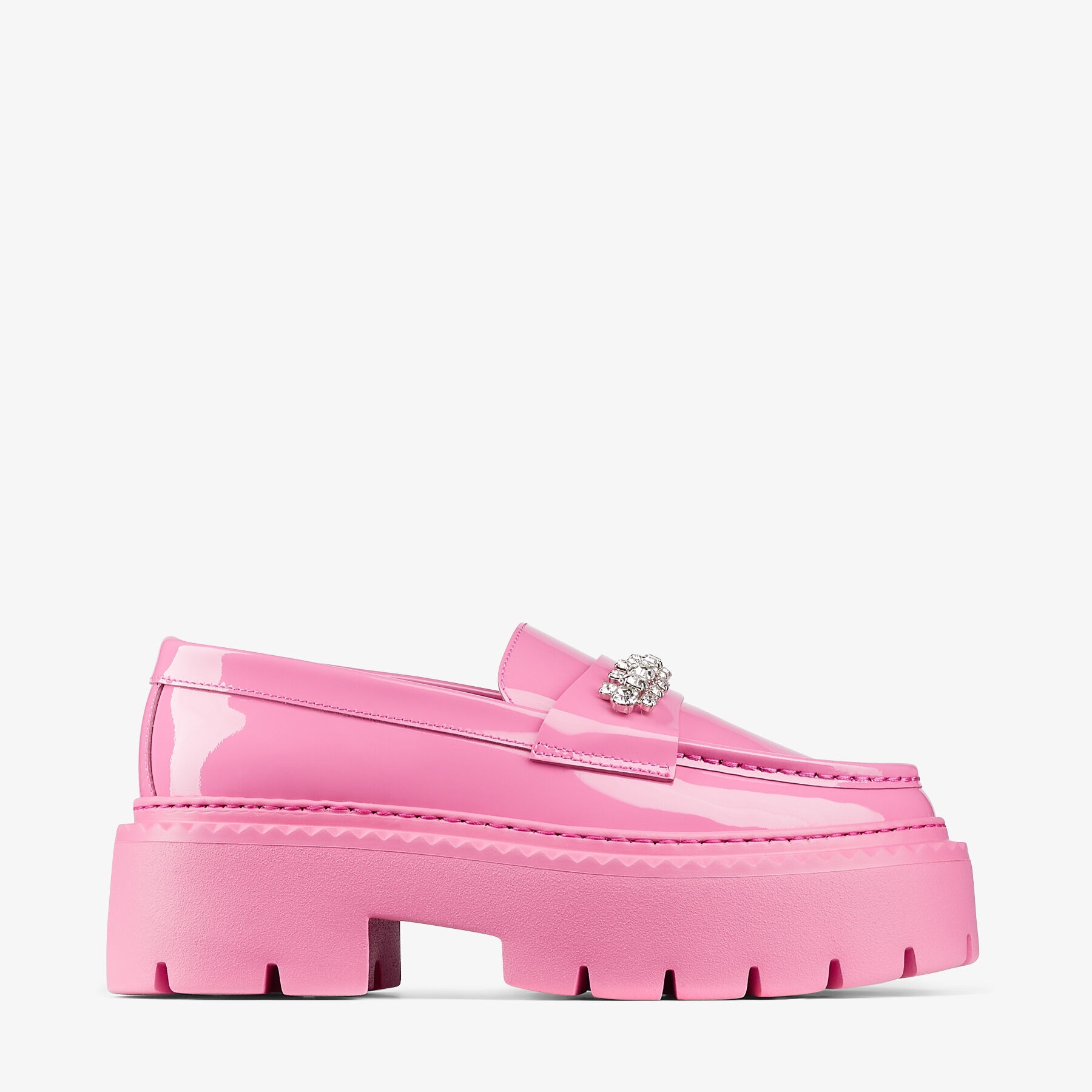 Bryer Loafer Flat
Candy Pink Patent Leather Loafers with Crystal Embellishment - 1