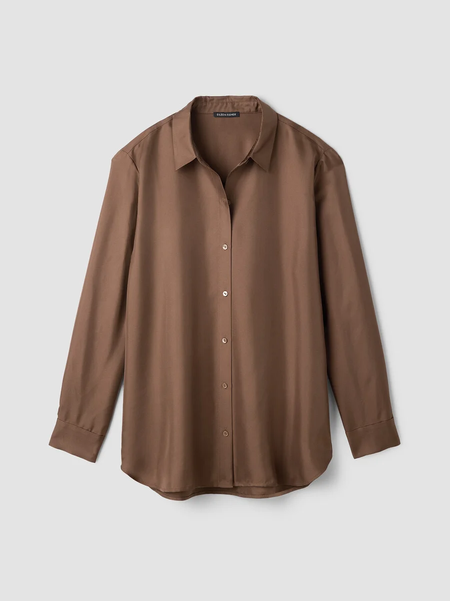 Silk Twill Classic Collar Shirt - 1