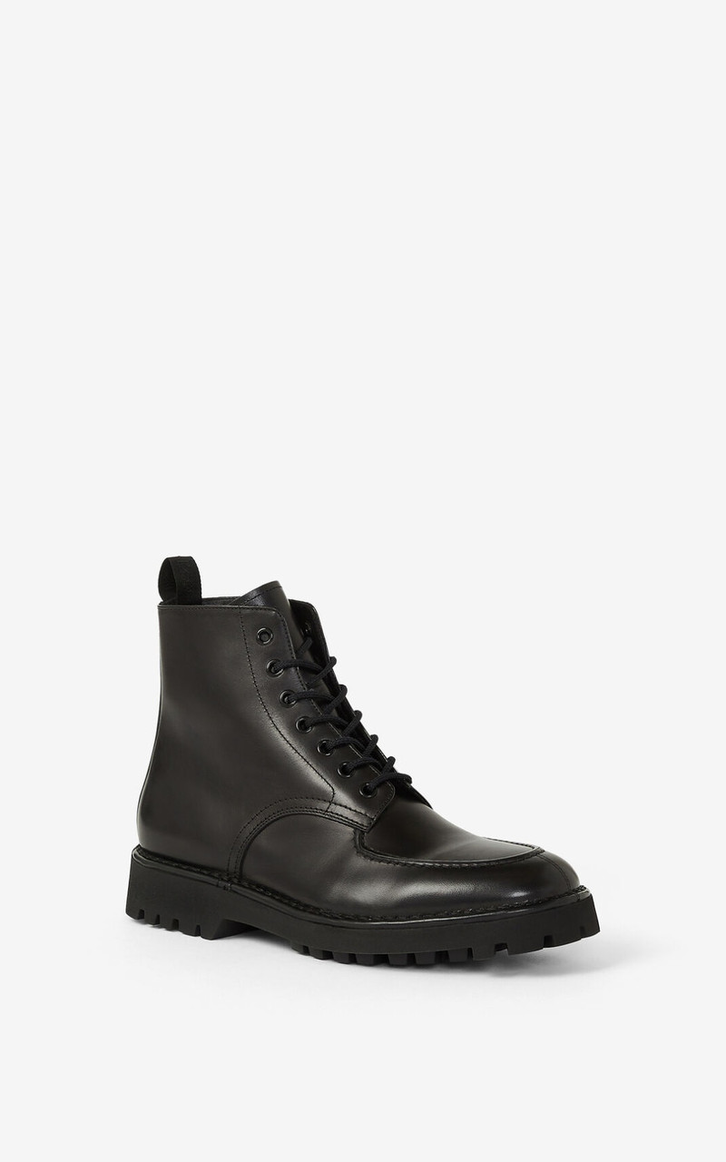 KENZO K-MOUNT laced leather ankle boots outlook