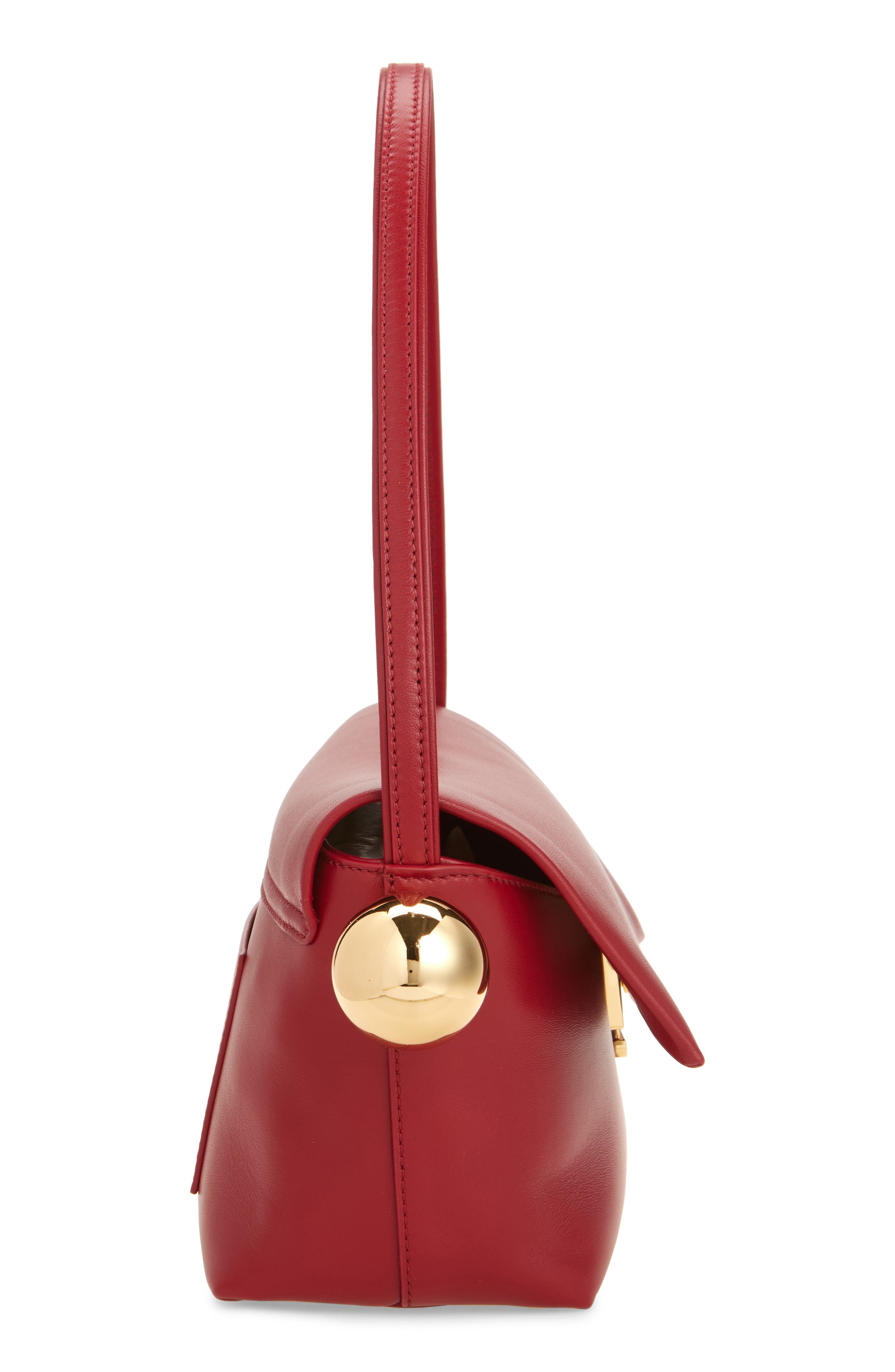 Jacquemus Le Rond Carré Leather Shoulder Bag in Dark Red 480 at Nordstrom - 6