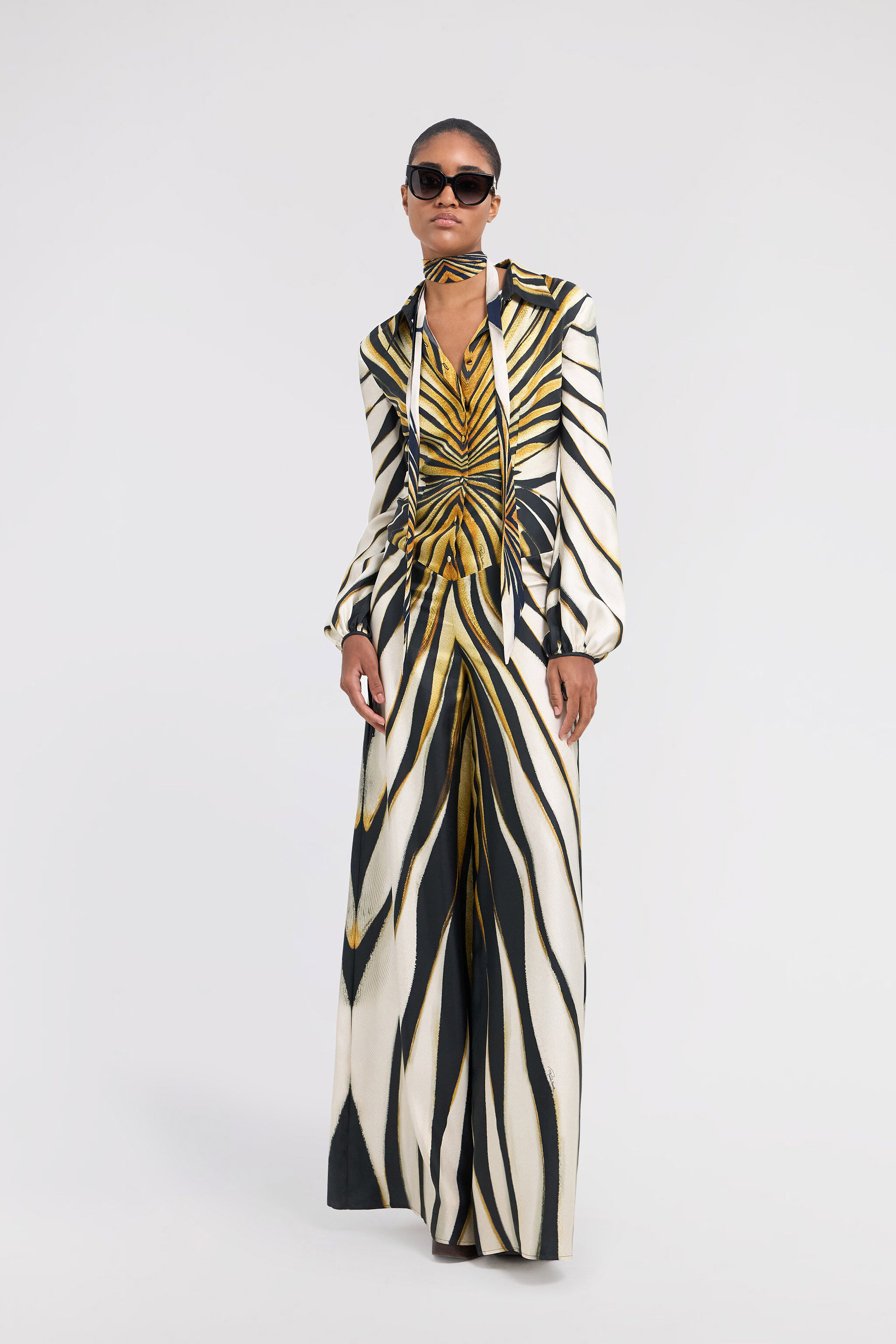 Ray Of Gold Print Silk Jumpsuit - 2