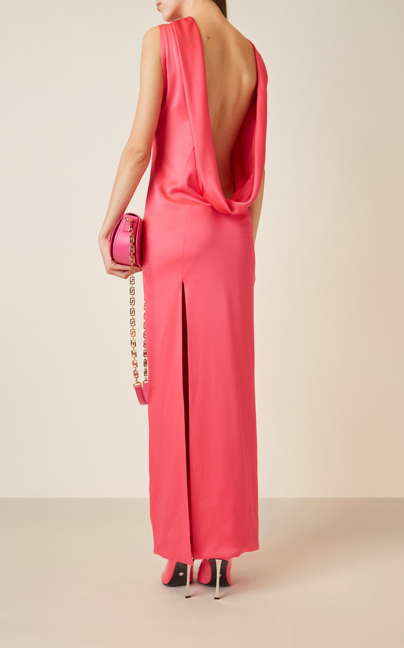 Shiny Satin Maxi Dress pink 4