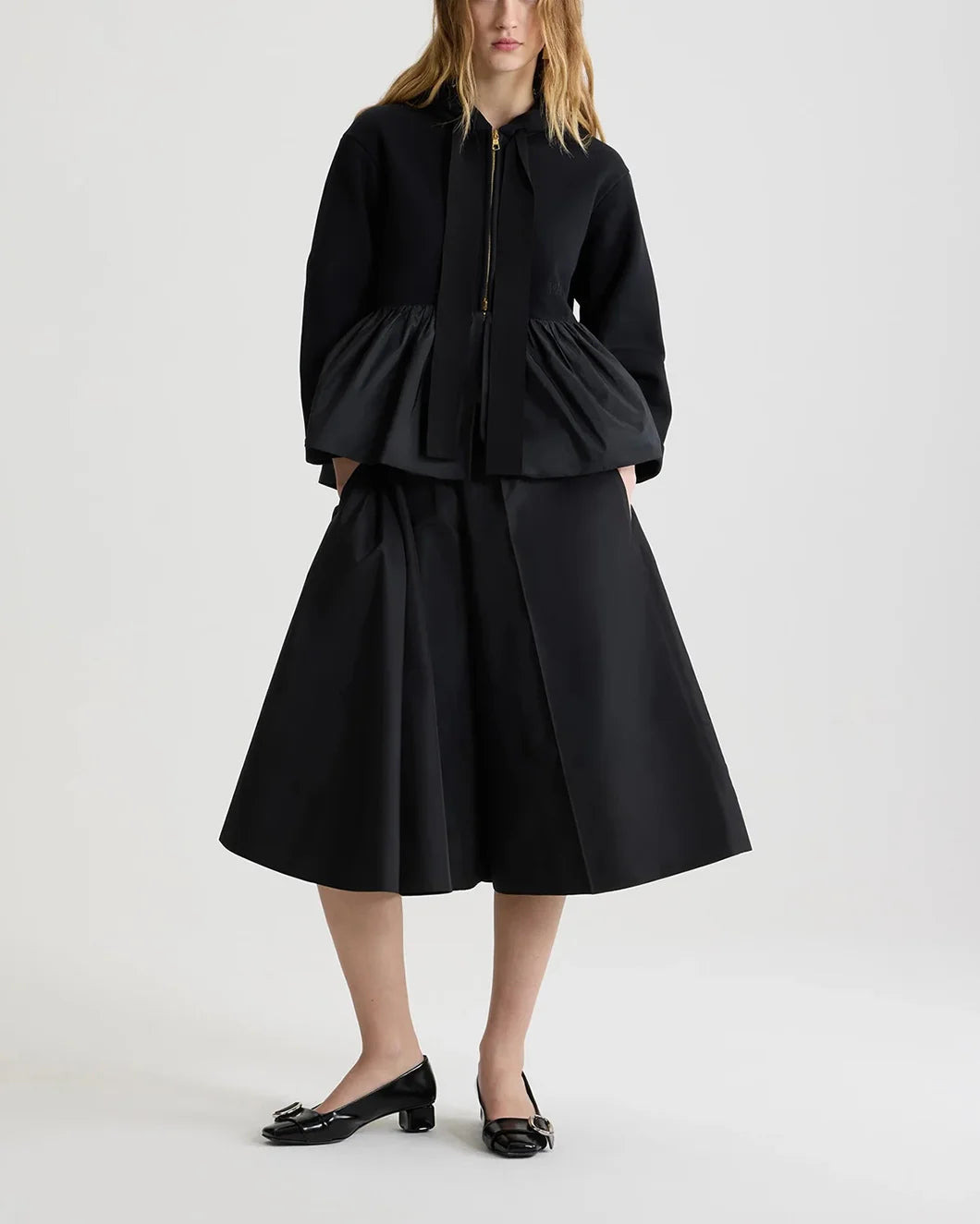 ASYMMETRIC BERMUDA SHORTS IN RECYCLED FAILLE - 2