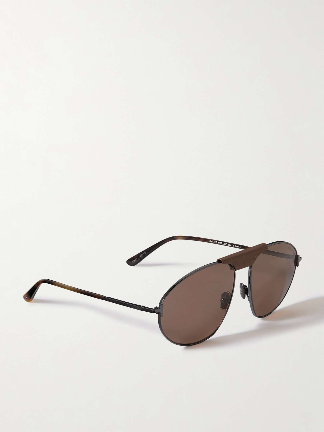 Ken leather-trimmed aviator-style sunglasses - 3