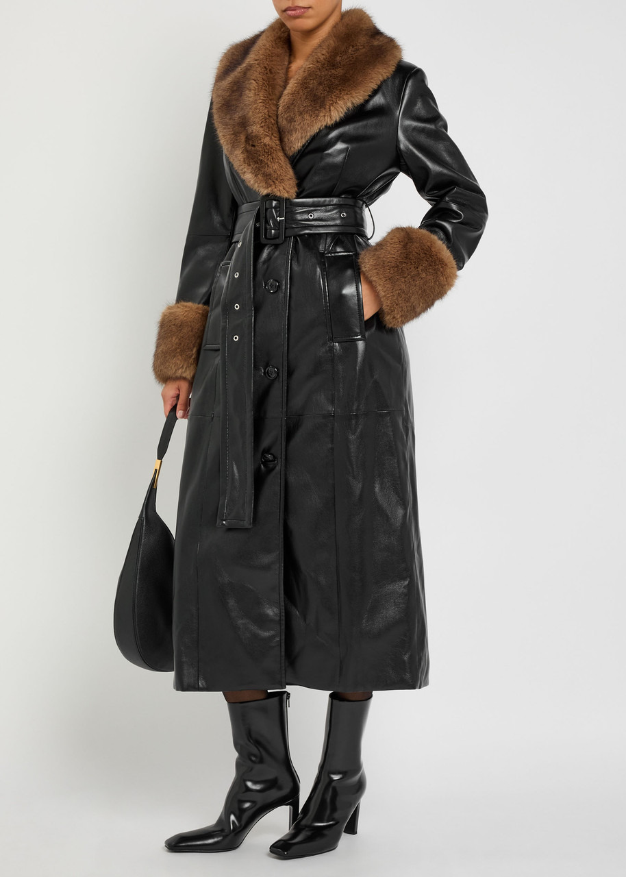 Stand Studio Estella Faux Fur-trimmed Faux Leather Coat - 4