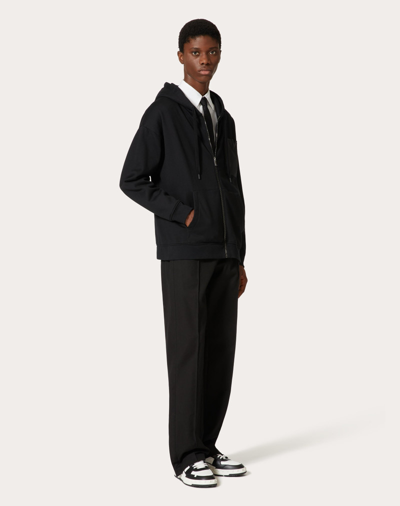 Valentino TECHNICAL COTTON SWEATSHIRT WITH HOOD, ZIPPER AND RUBBERIZED V DETAIL outlook