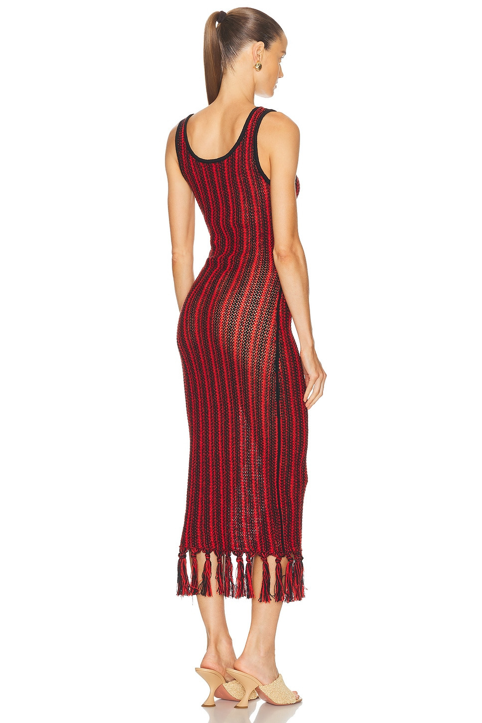 Stripe Scoopneck Fringe Dress - 3