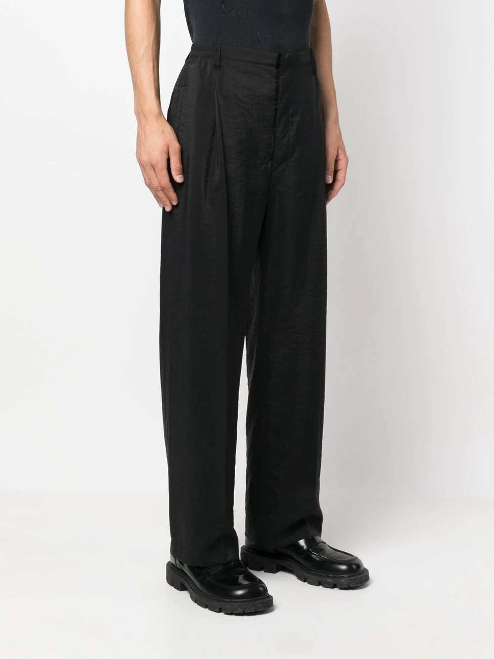 pleat-detail straight trousers - 3