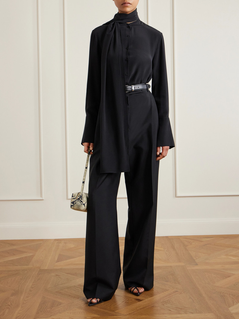 Another Tomorrow Pussy-bow Silk Crepe De Chine Blouse outlook