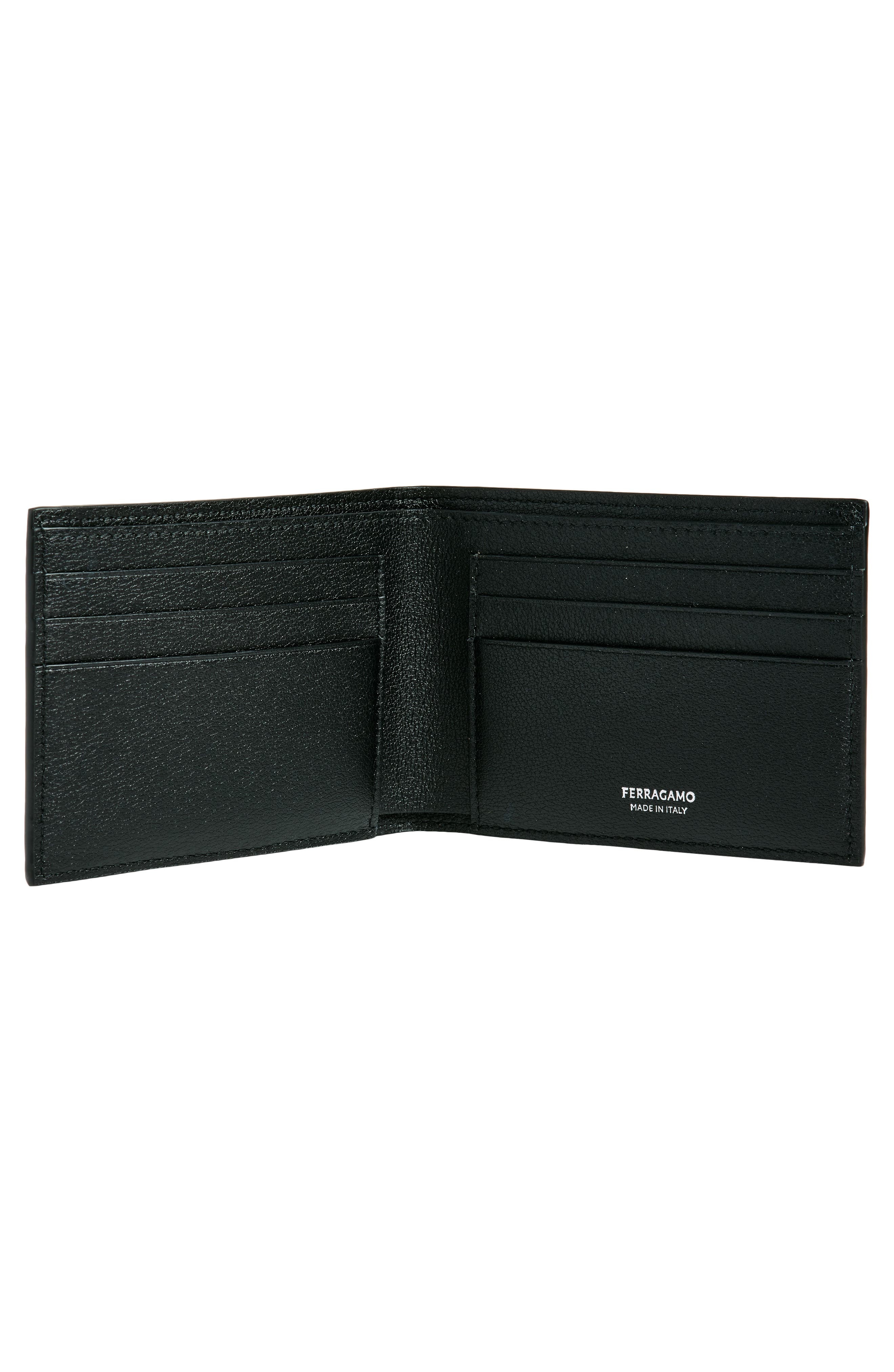 FERRAGAMO Mini Gancio Embossed Leather Bifold Wallet in Nero Nero X Mod at Nordstrom - 2