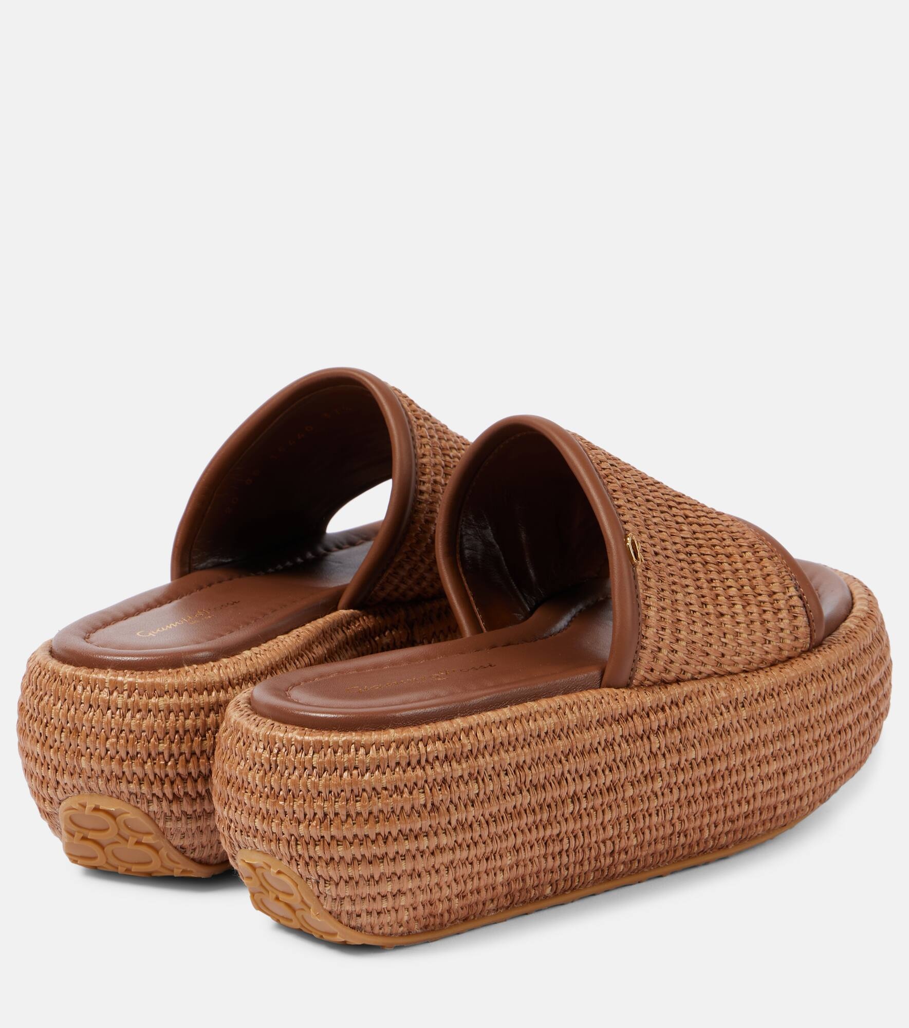 Amami leather and raffia platform mules - 3