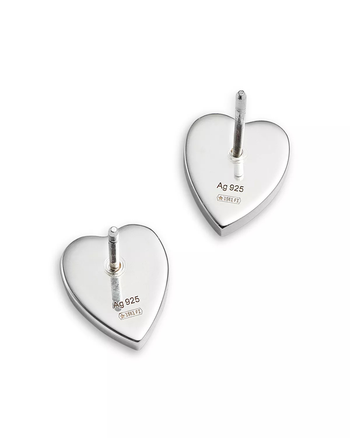 Sterling Silver Engraved Heart Stud Earrings - 4