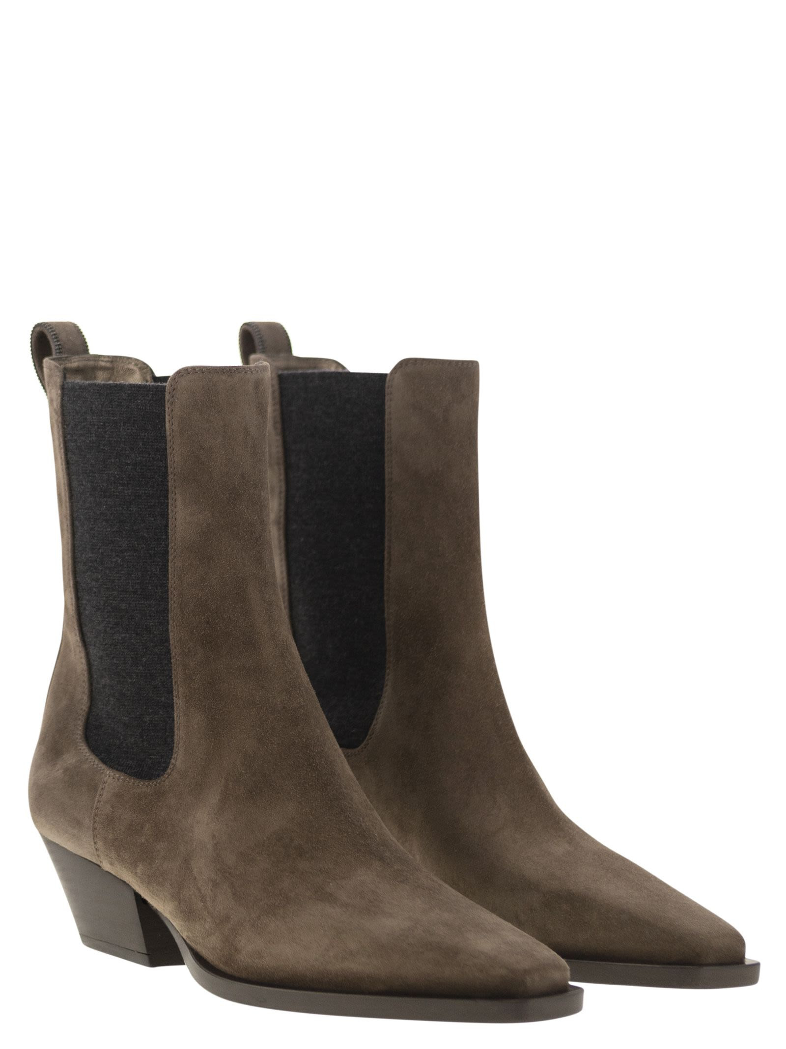 Brunello Cucinelli Women Texan Suede Ankle Boot - 4