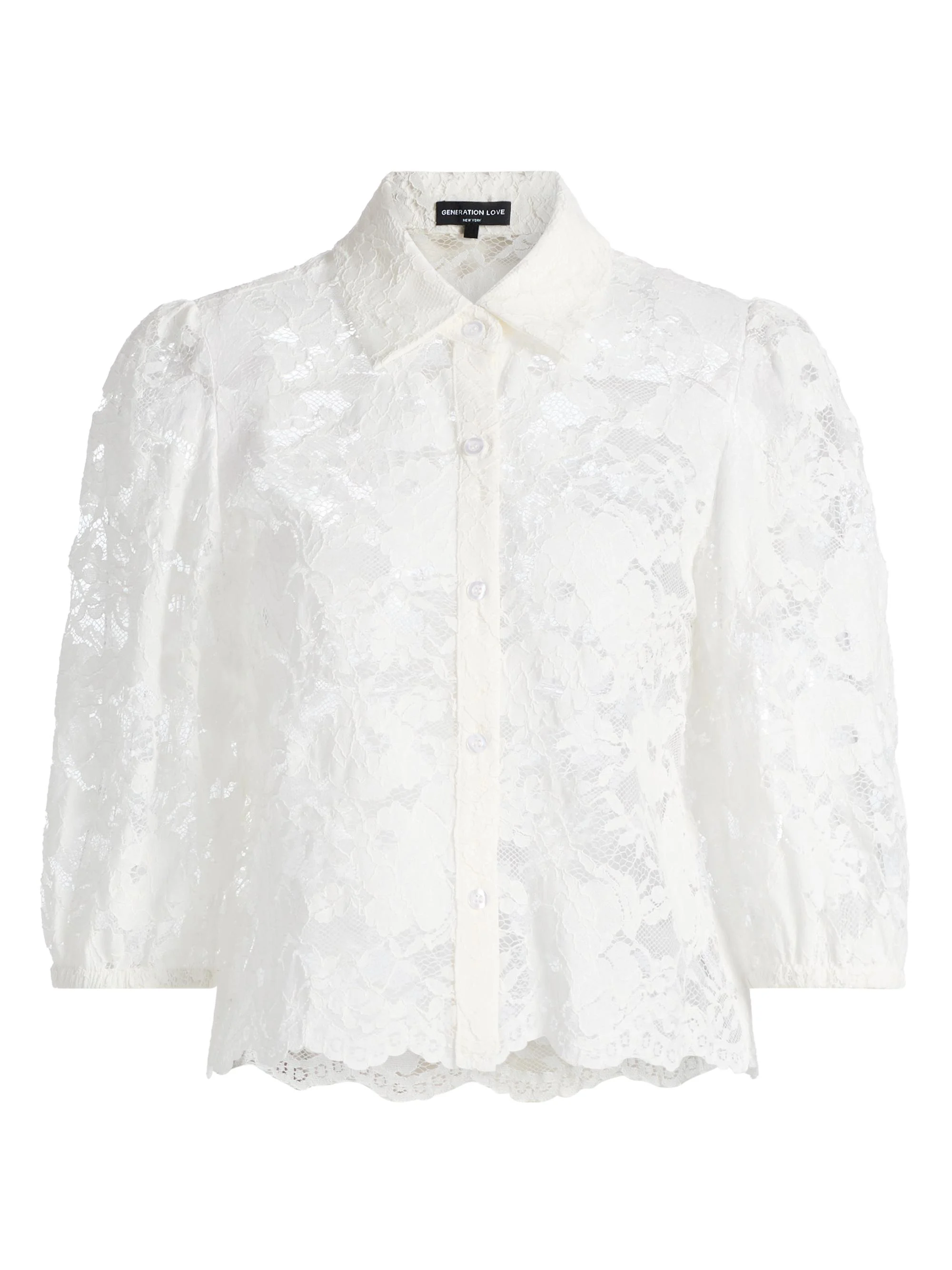 Women's Tammy Floral Lace Shirt - White - 1
