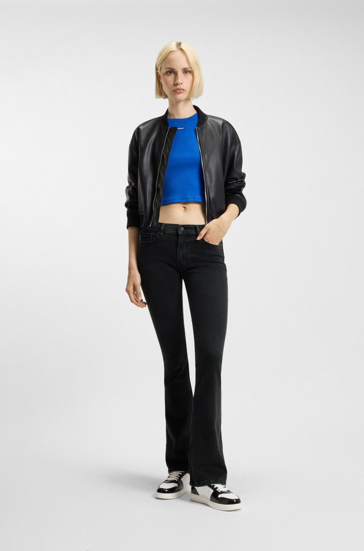 FLARED JEANS IN BLACK COMFORT-STRETCH DENIM - 3