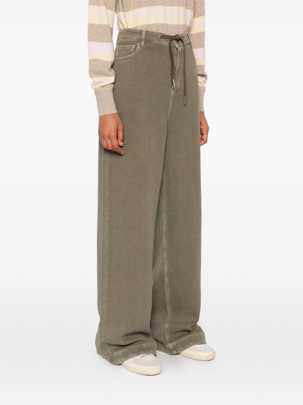 drawstring wide-leg jeans - 3