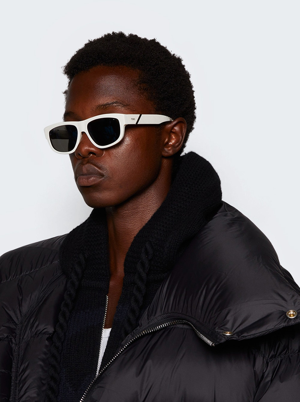 Diagonal Sunglasses White And Smoke Mirror - 3