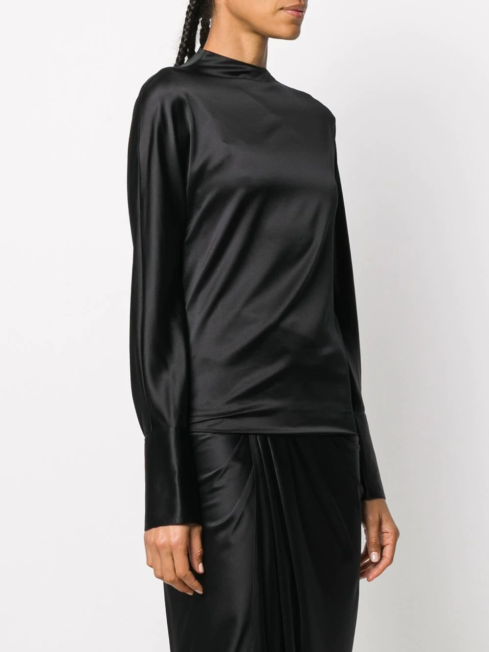 long-sleeved satin blouse - 4