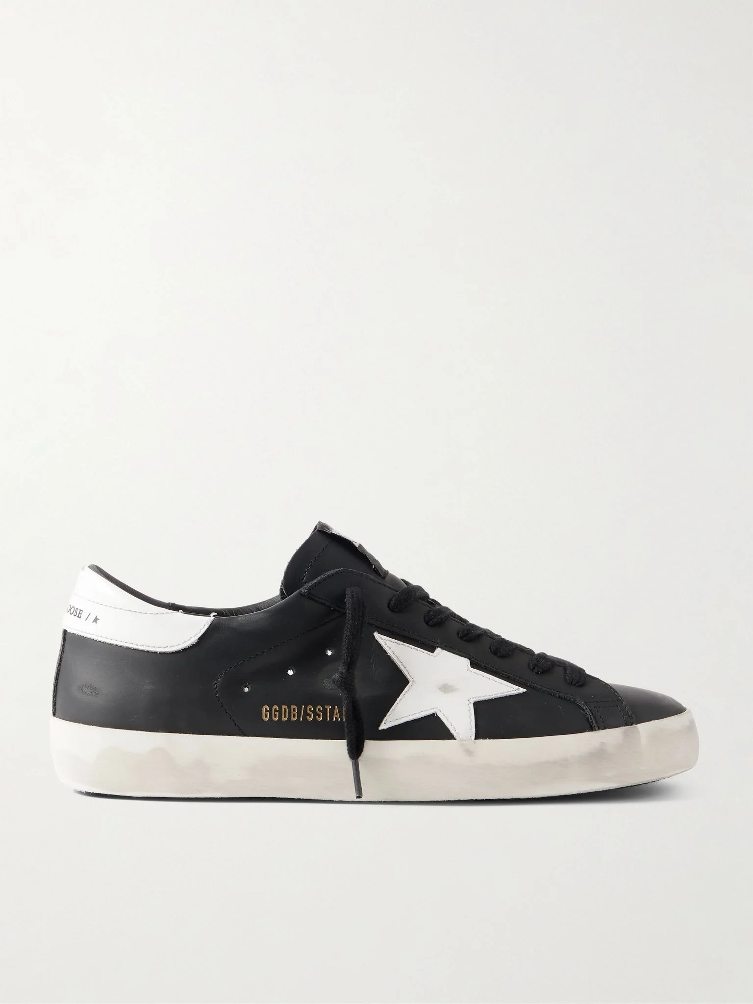 Super-Star Distressed Leather Sneakers Black - 1