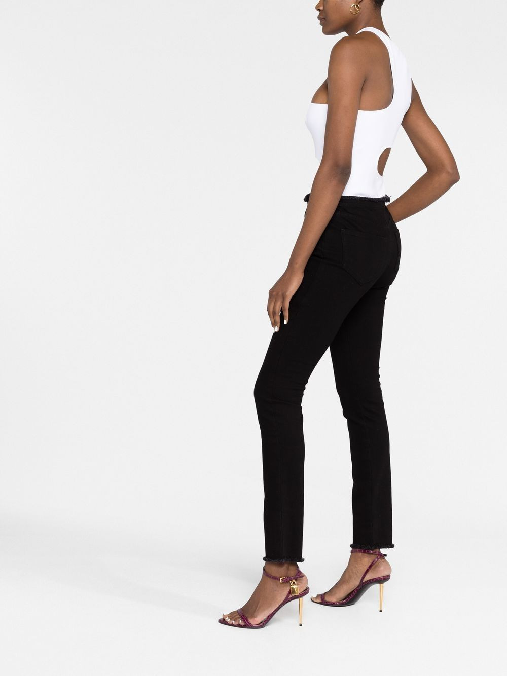 Comfort frayed-hem skinny jeans - 6
