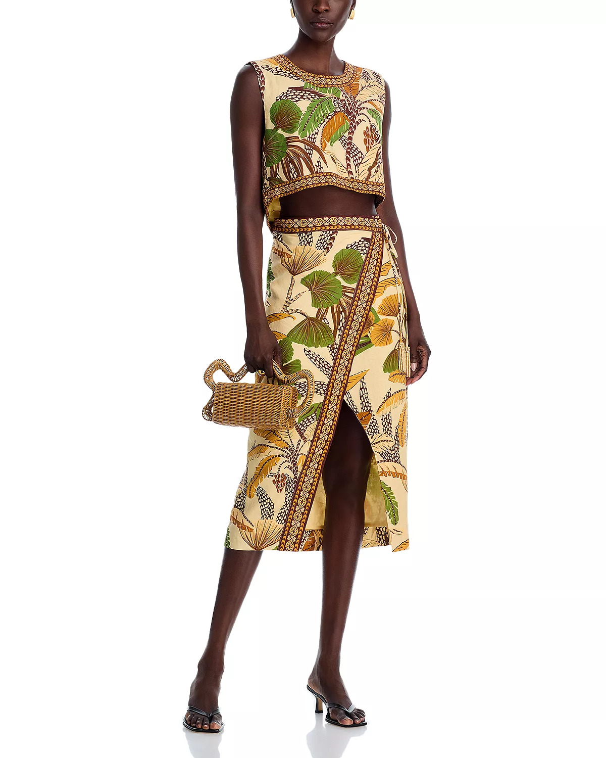 Foliage Sketch Sand Midi Skirt - 2