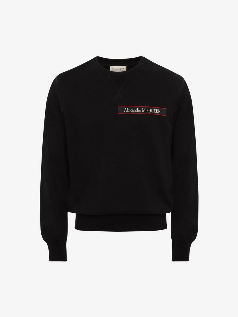 Selvedge Logo Tape Detail Sweatshirt in Black - 1