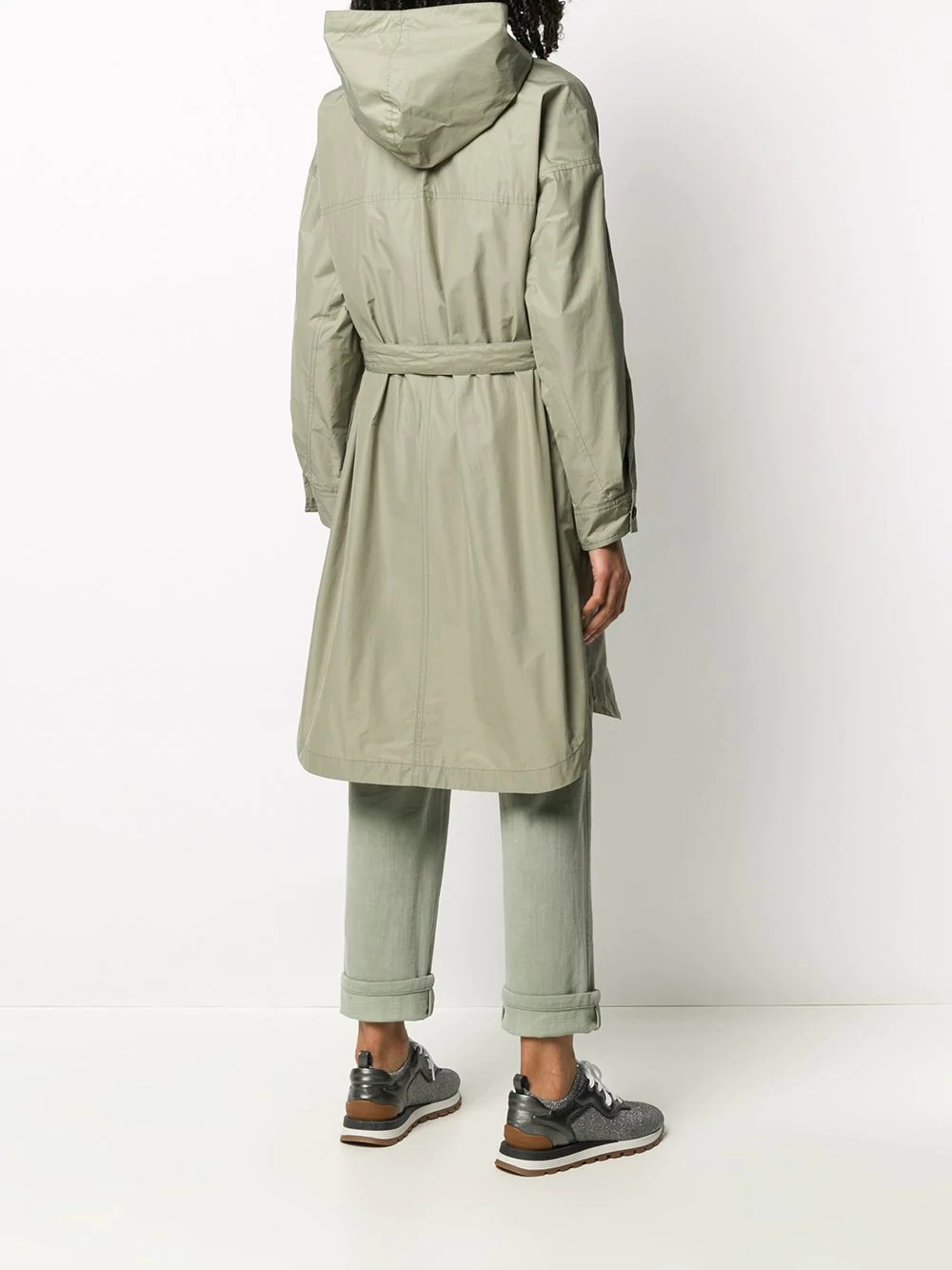 belted parka coat - 4