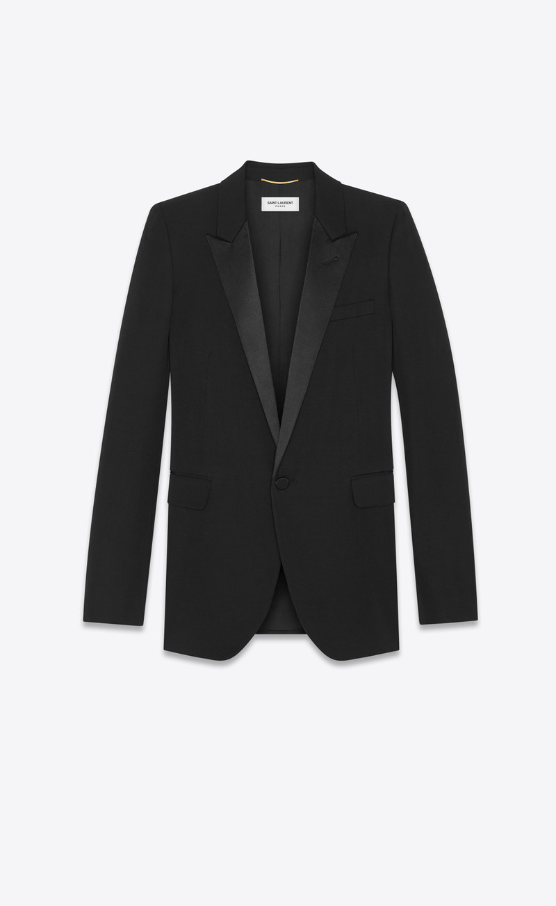 tube tuxedo jacket in grain de poudre saint laurent - 1