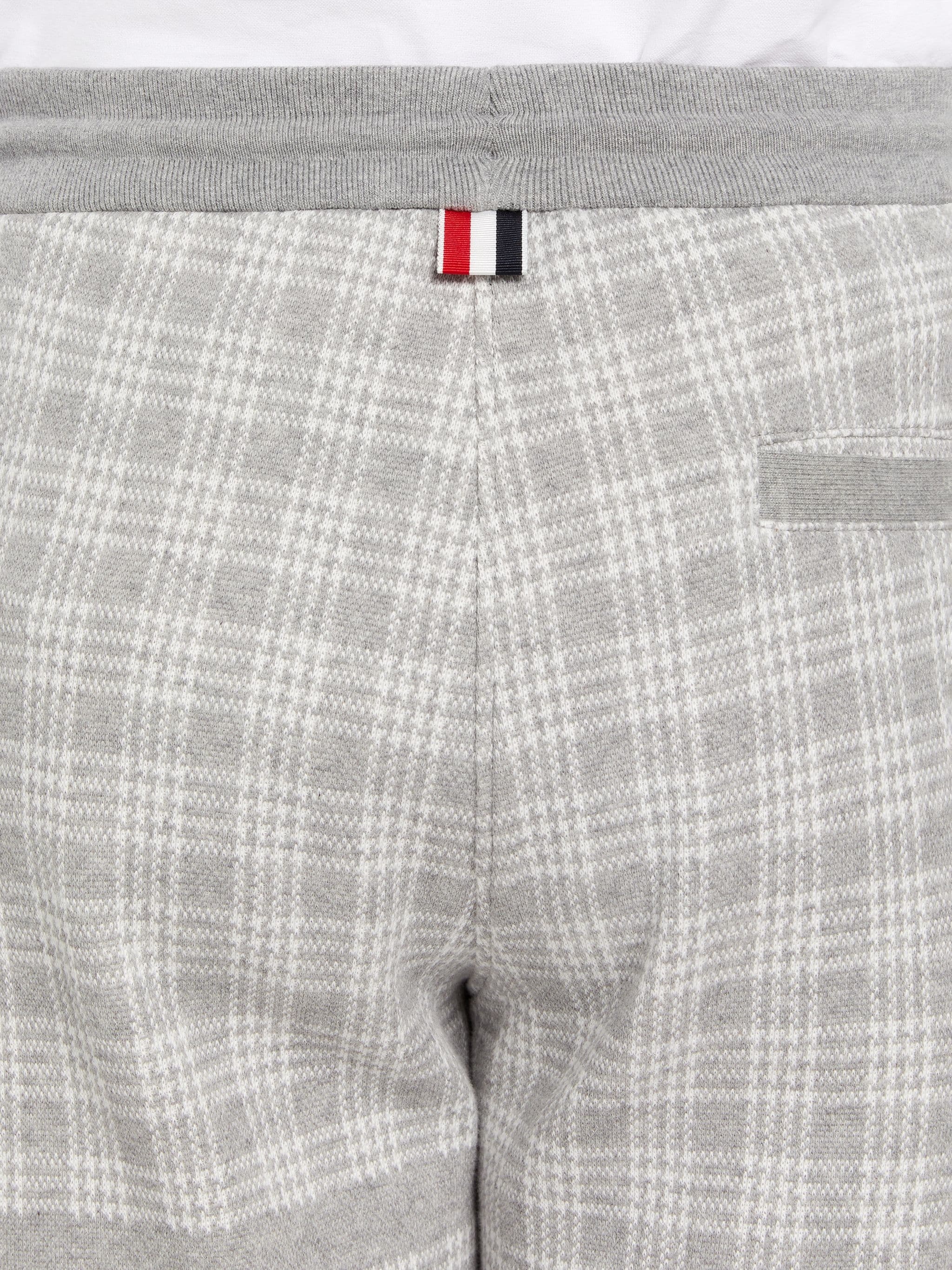 Light Grey Micro Check Jacquard 4-Bar Sweatshorts - 6