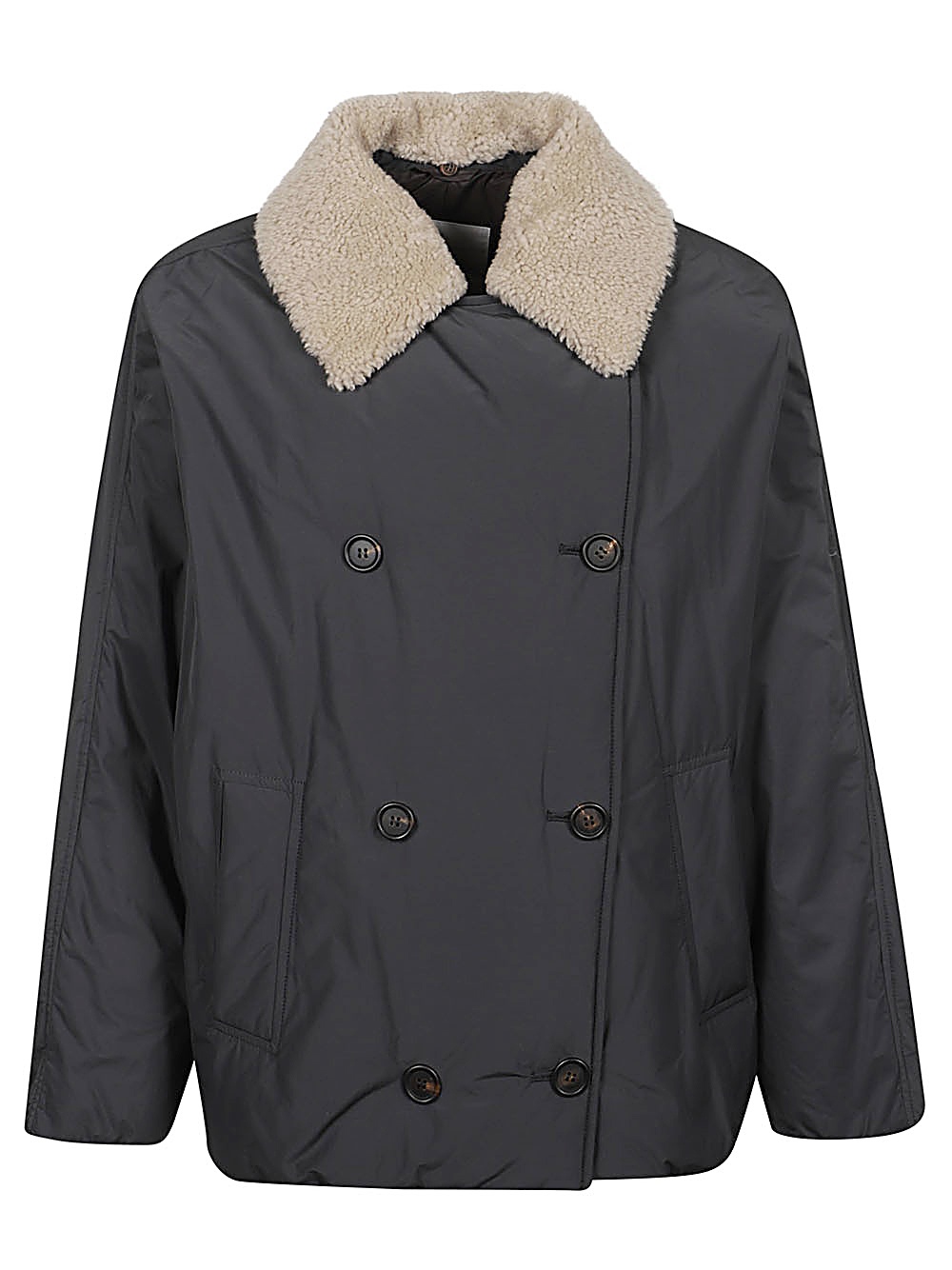 Down coat with shearling neck - 1