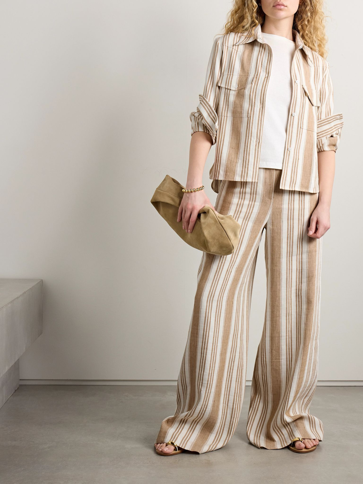New Carter striped hemp shirt Beige - 2