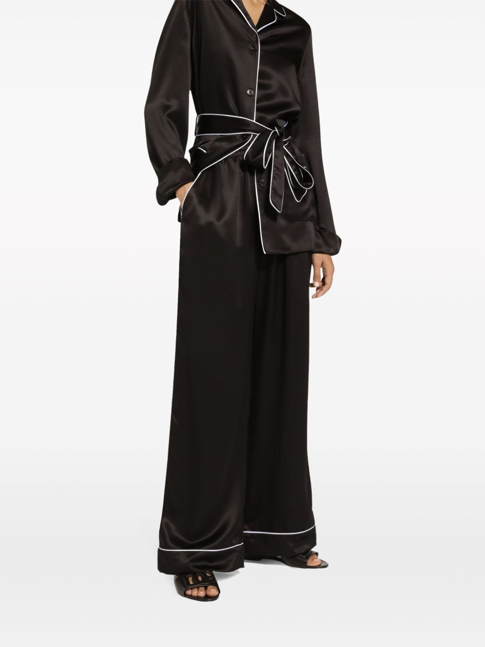 elasticated-waist silk palazzo trousers - 5