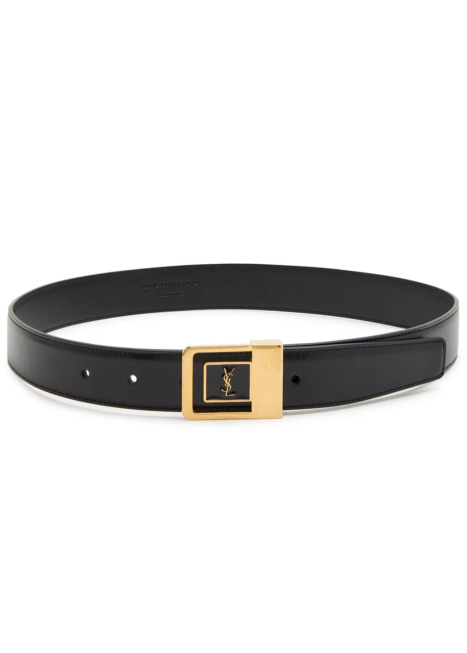 Saint Laurent Logo-engraved Leather Belt - 1