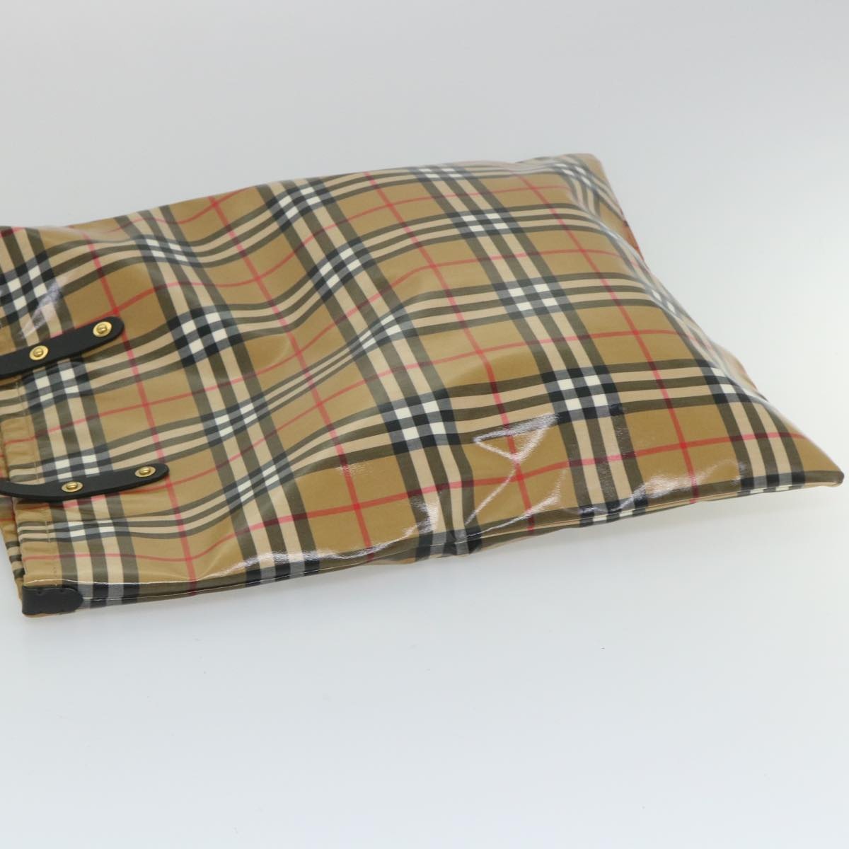 Burberry Nova Check Tote Bag Coated Canvas Beige Black - 5