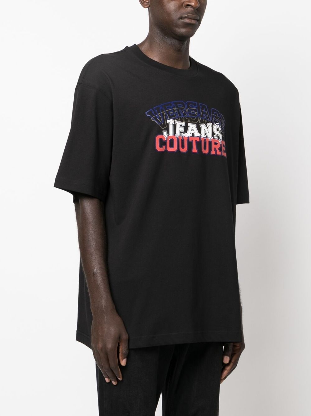 flocked-logo cotton T-shirt - 3